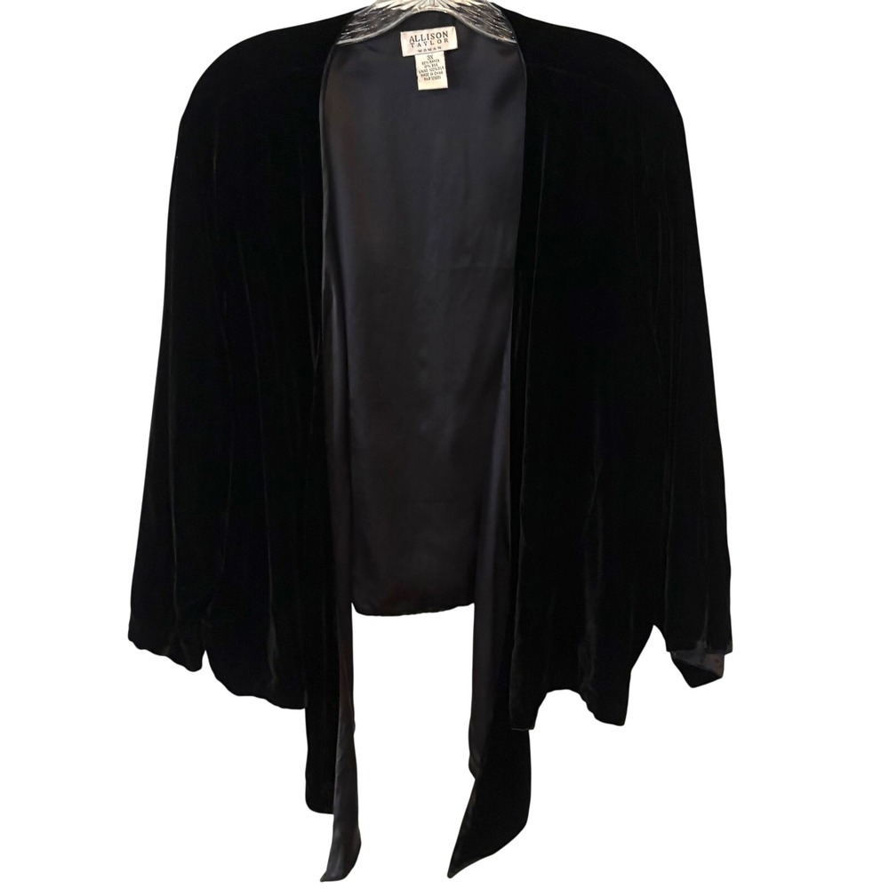 NWT Allison Taylor Women's Black Satin Velvet Reversible Jacket in Size 3X‎